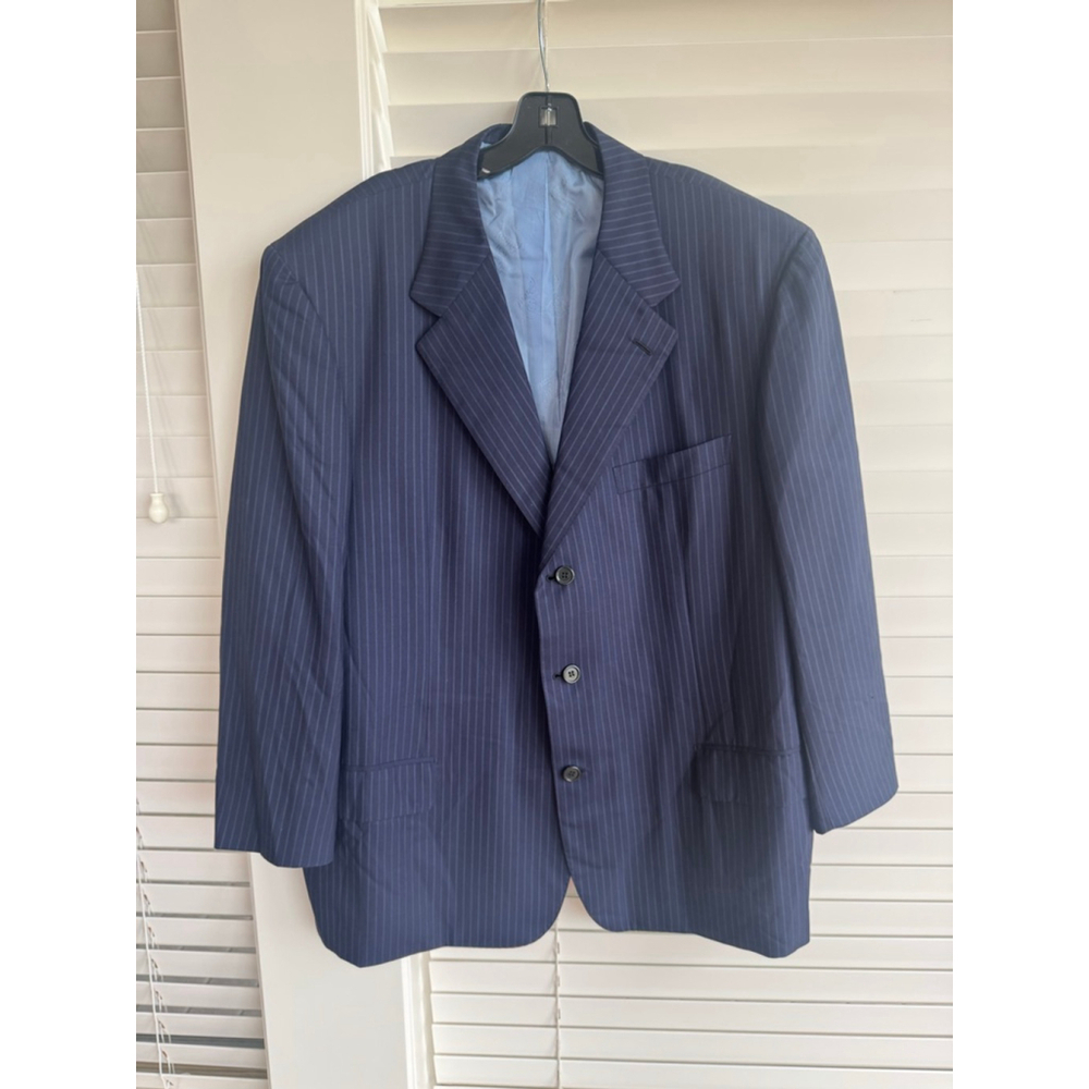Brioni Mens Navy Pinstripe Sport Coat Blazer 58 Large